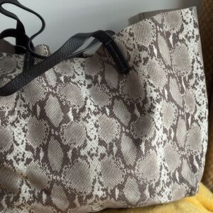 GAP Brown and Cream Snakeskin Tote